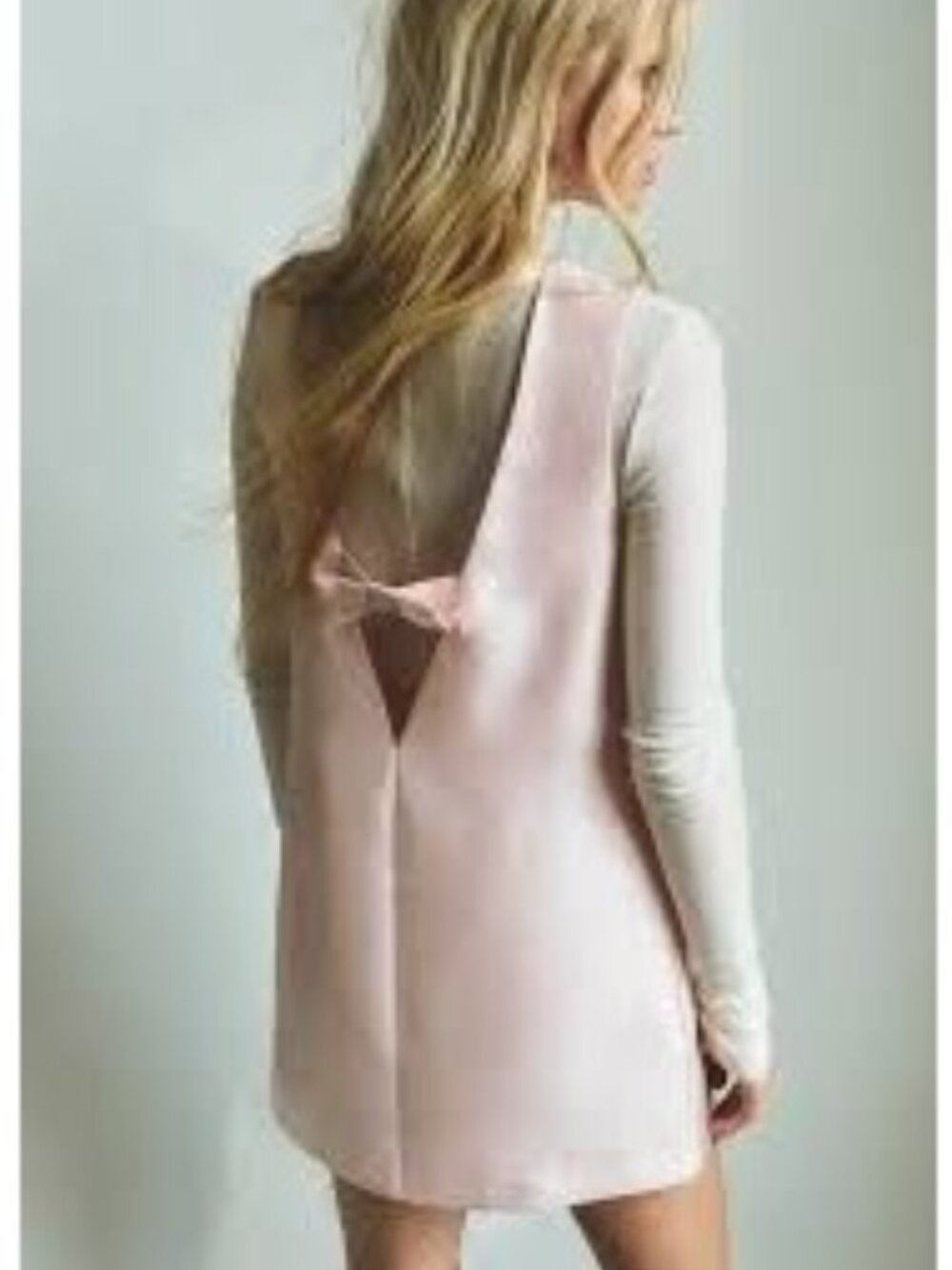 H&M Divided Bow-Detail Sleeveless Mini Dress Satin Ballet Pink Size XS Coquette